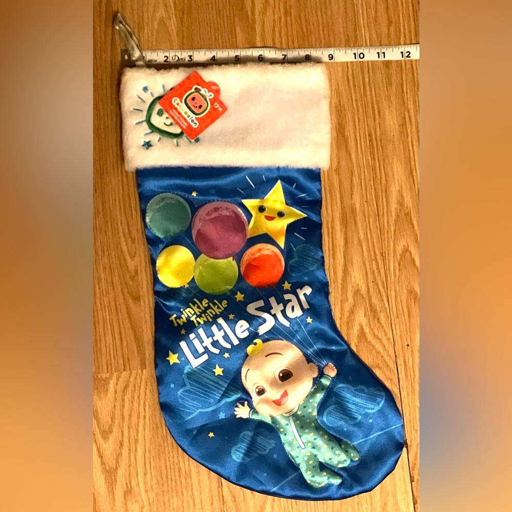 Cocomelon JJ Christmas 18” Stocking Metallic Blue Twinkle Twinkle Little Star